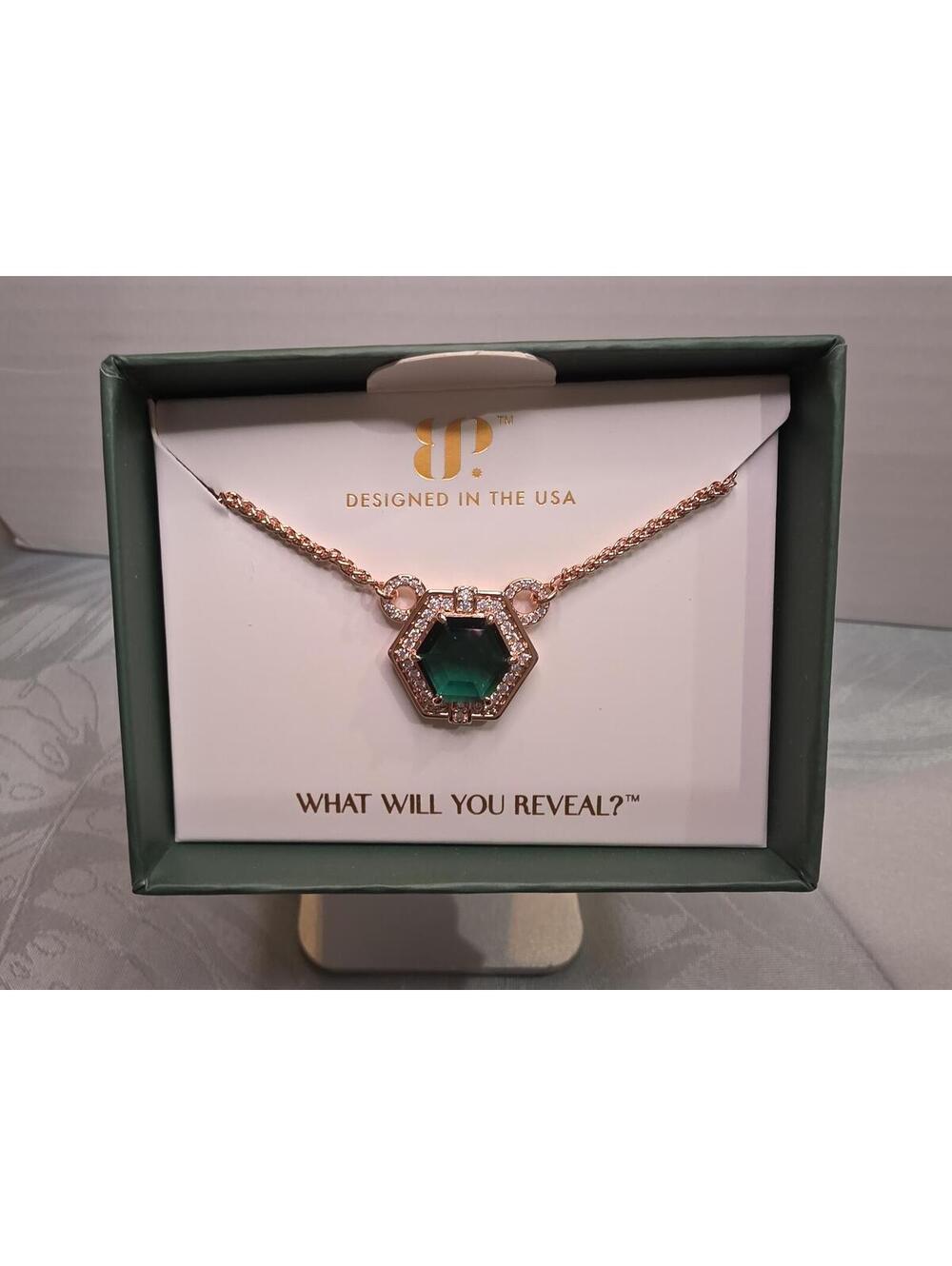 BP Lab-Created Emerald Rose Gold Plated Necklace